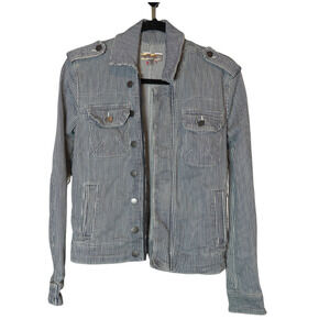 Kut from the Kloth Amanda Jacket Striped Preppy Denim KJ1952MA1 Sz XS